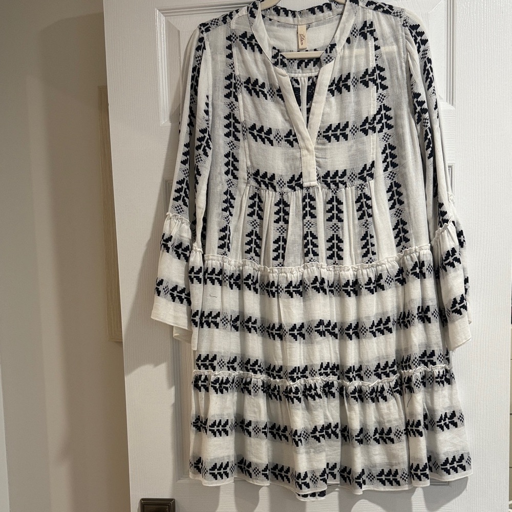 Elan Black and White Geometric Dress